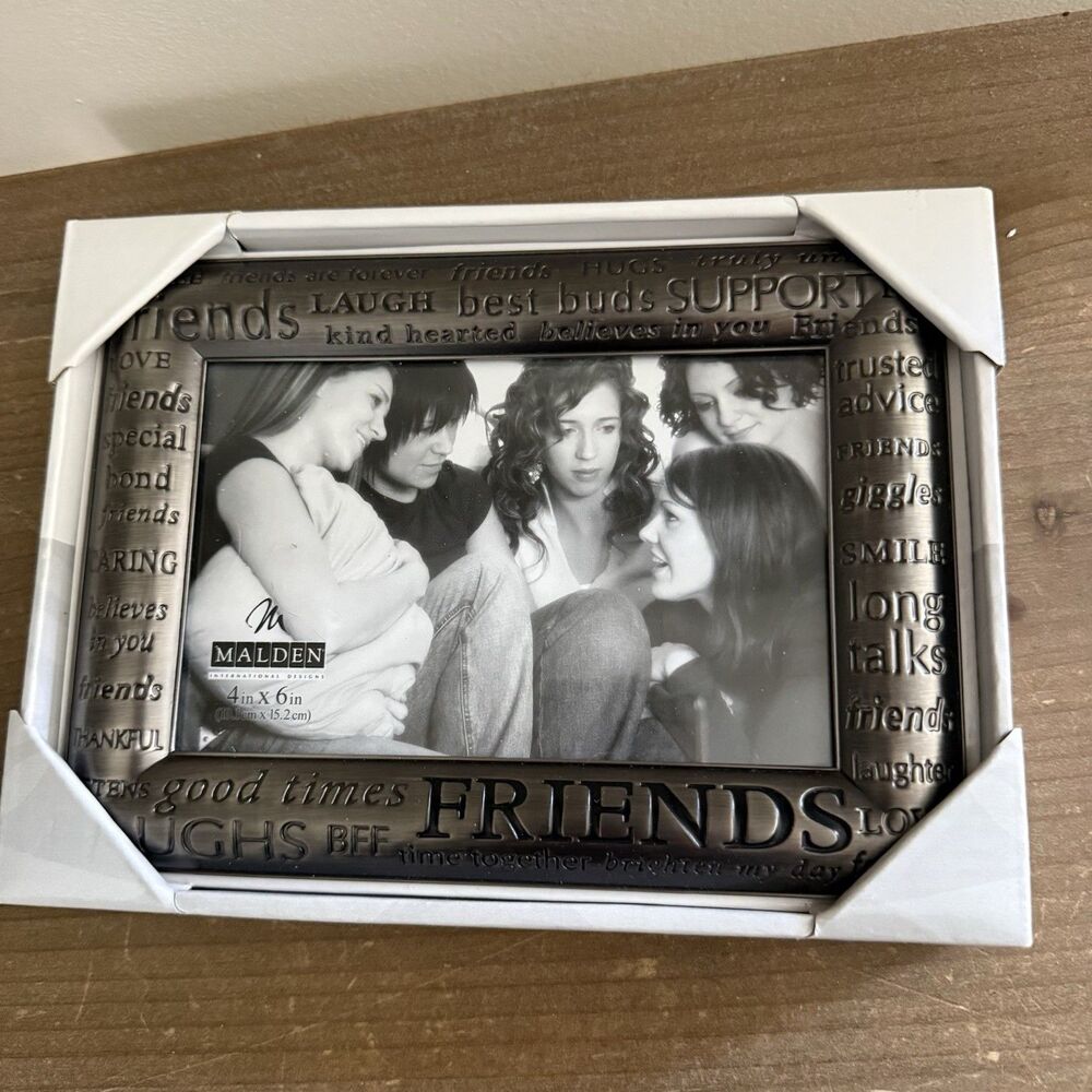 NWT Malden Friends Modern Words 4x6 Frame Solid Pewter New